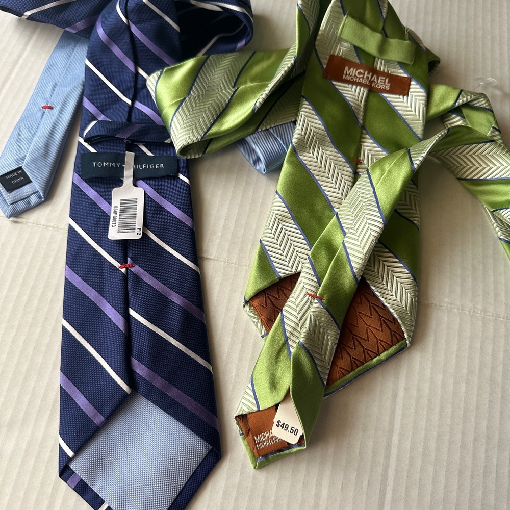 Michael kors  & Tommy Hilfiger Mens 100% Silk Neck Ties Green Blue